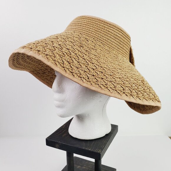 Magid Hats Accessories - Magid Hats, Sun Hat, 100% Paper, Neutral Shimmer with Big Bow Split Back, Sz Adj